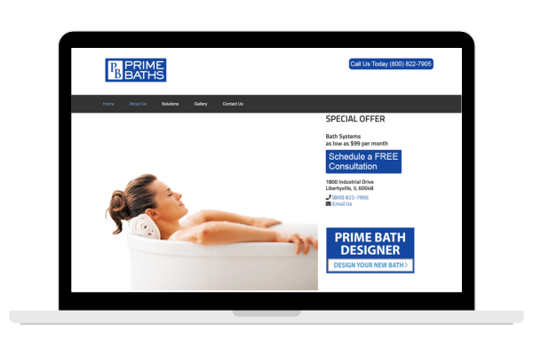 Prime Baths website